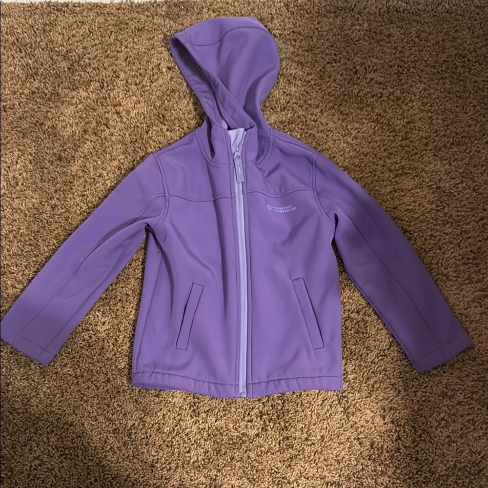 Purple soft shell, water, resistant Jacket